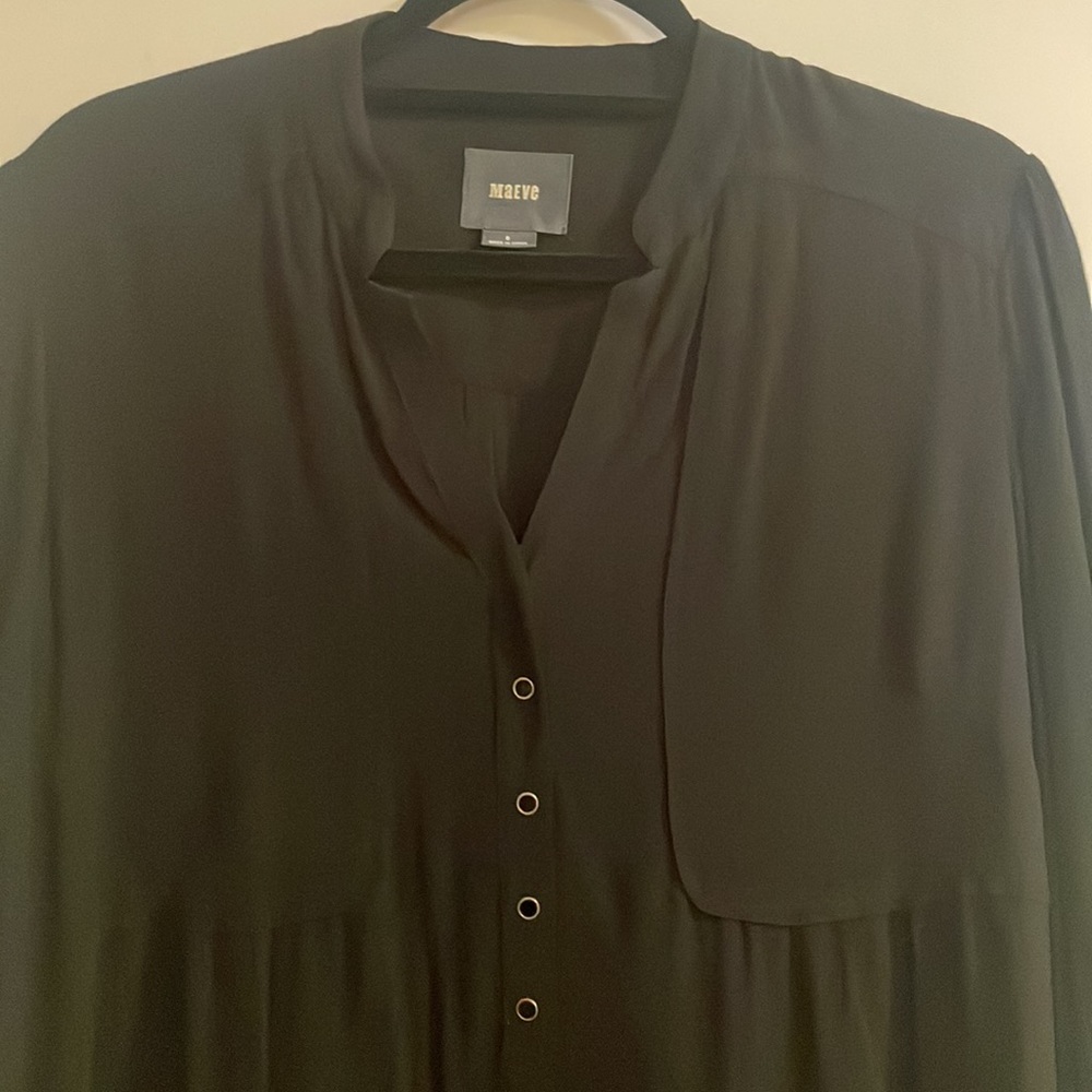 Anthropologie Maeve Black Shirt Dress with pockets - Picture 2 of 8